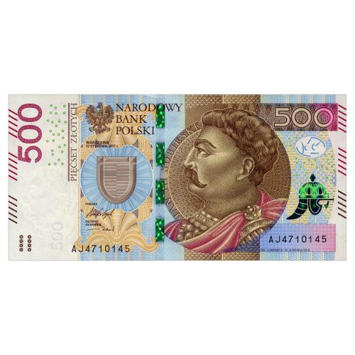 ПОЛЬША 190b POLAND СЕРИЯ AJ 500 ZLOTYCH 2017 Unc