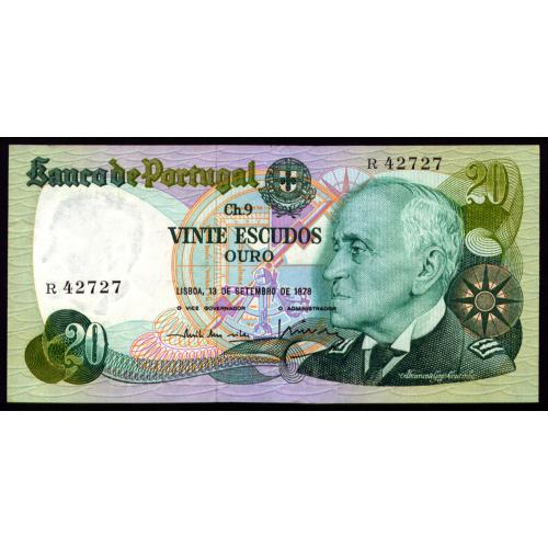 ПОРТУГАЛИЯ 176a(6) PORTUGAL R 20 ESCUDOS 13.09.1978 Unc