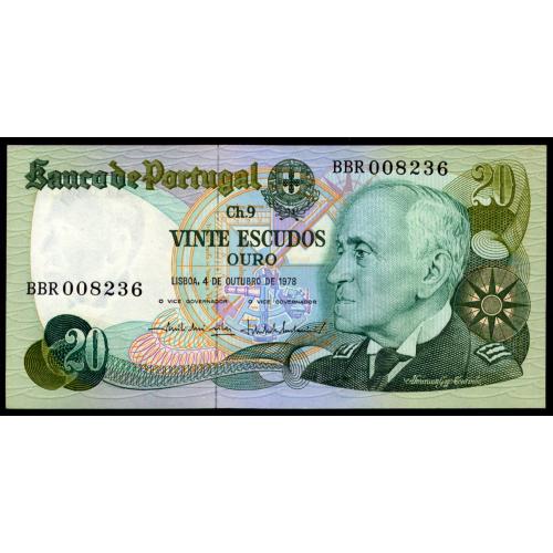 ПОРТУГАЛИЯ 176b(2) PORTUGAL BBR 20 ESCUDOS 04.10.1978 XF