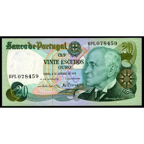 ПОРТУГАЛИЯ 176b(5) PORTUGAL BPL 20 ESCUDOS 04.10.1978 XF