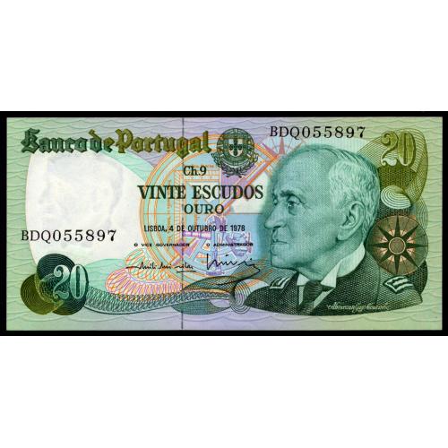 ПОРТУГАЛИЯ 176b(6) PORTUGAL BDQ 20 ESCUDOS 04.10.1978 Unc