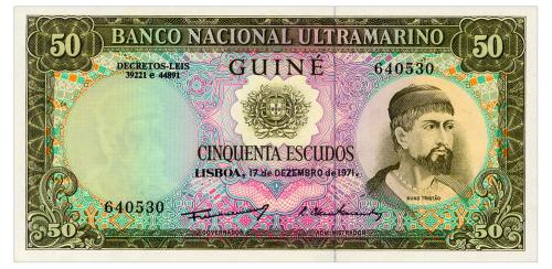 ПОРТУГАЛЬСКАЯ ГВИНЕЯ 44 PORTUGUESE GUINEA 50 ESCUDOS 1971 Unc