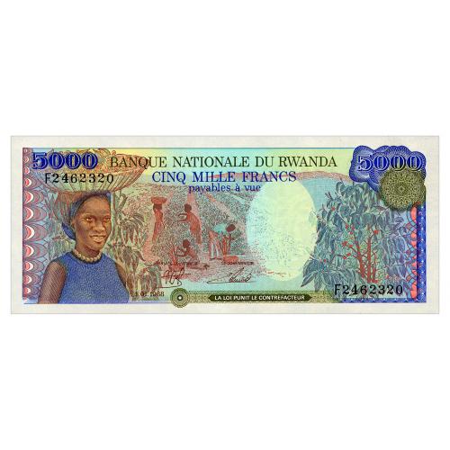 РУАНДА 22 RWANDA 5000 FRANCS 1988 Unc