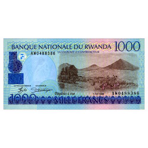 РУАНДА 27 RWANDA 1000 FRANCS 1998 Unc