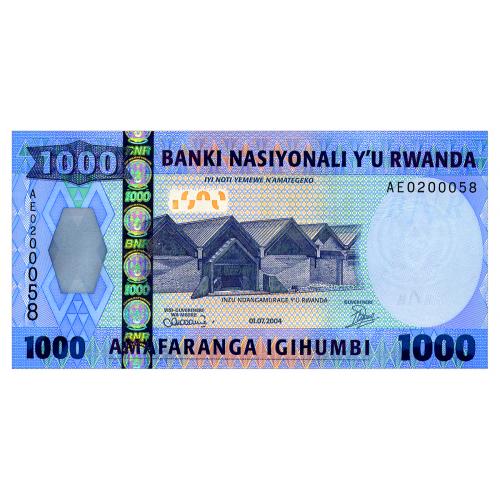 РУАНДА 31 RWANDA BANKI NASIYONALI Y'U RWANDA 1000 FRANCS 2004 Unc