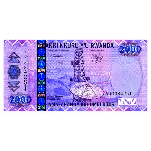 РУАНДА 36 RWANDA BANQUE NATIONALE DU RWANDA 2000 FRANCS 2007 Unc