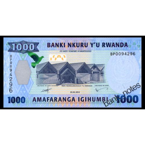 РУАНДА 39 RWANDA NATIONAL BANK OF RWANDA 1000 FRANCS 2015 Unc