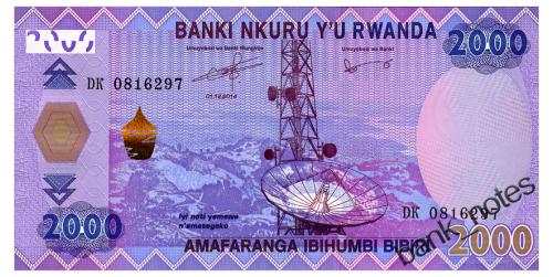 РУАНДА 40 RWANDA NATIONAL BANK OF RWANDA 2000 FRANCS 2014 Unc