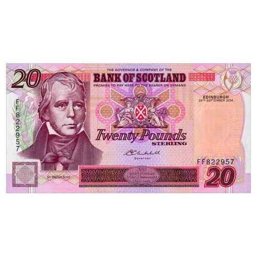 ШОТЛАНДИЯ 121e SCOTLAND BANK OF SCOTLAND 20 POUNDS 2004 Unc