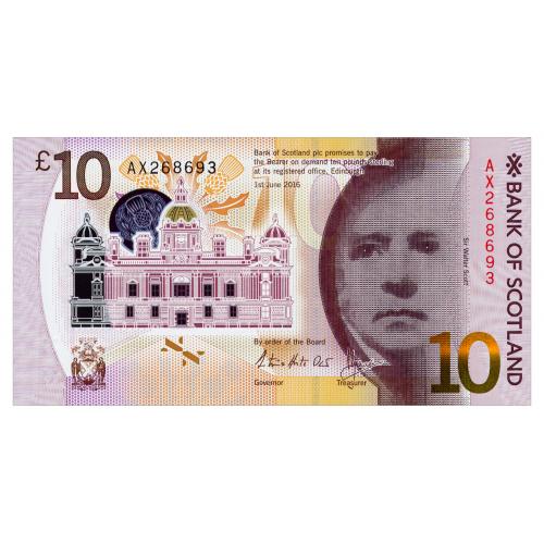 ШОТЛАНДИЯ 131 SCOTLAND; BANK OF SCOTLAND; 10 POUNDS 2016 Unc