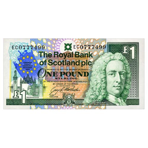 ШОТЛАНДИЯ 356 SCOTLAND THE ROYAL BANK OF SCOTLAND; EUROPEAN SUMMIT EDINBURGH 1 POUND 1992 Unc