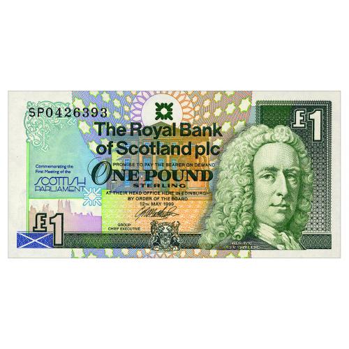 ШОТЛАНДИЯ 360 SCOTLAND THE ROYAL BANK OF SCOTLAND; SCOTTISH PARLIAMENT 1 POUND 1999 Unc