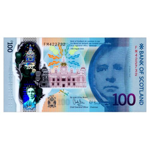 ШОТЛАНДИЯ W135a SCOTLAND BANK OF SCOTLAND 100 POUNDS 2021 Unc