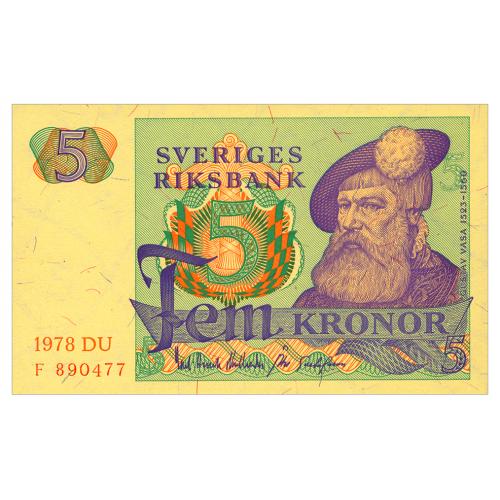 ШВЕЦИЯ 51d SWEDEN SERIES DU 5 KRONOR 1978 Unc