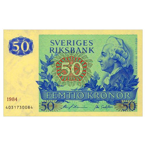 ШВЕЦИЯ 53d SWEDEN 50 KRONOR 1984 Unc