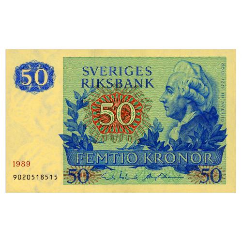 ШВЕЦИЯ 53d SWEDEN 50 KRONOR 1989 Unc