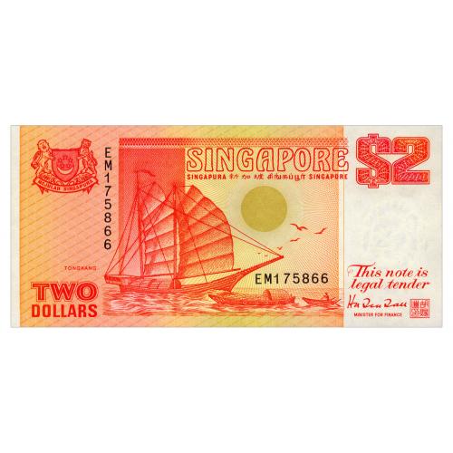 СИНГАПУР 27 SINGAPORE 2 DOLLARS ND(1990) Unc