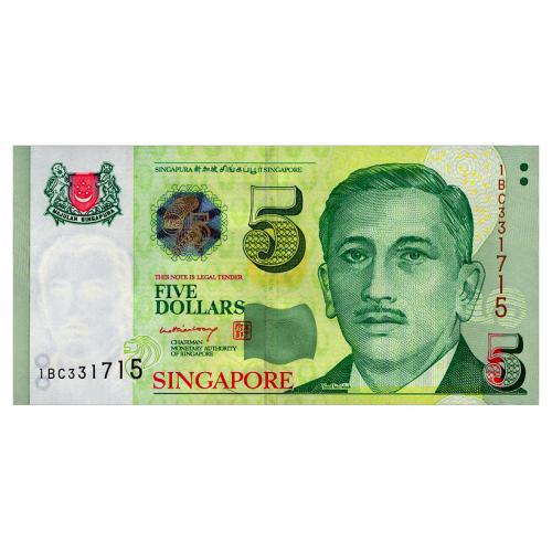 СИНГАПУР 39 SINGAPORE 5 DOLLARS ND(1999) Unc