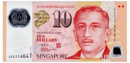 СИНГАПУР 48f SINGAPORE  РОМБ ♦ 10 DOLLARS ND(2011) Unc