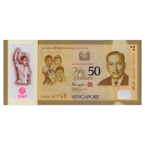 СИНГАПУР 61a SINGAPORE ЮБИЛЕЙНАЯ 50 DOLLARS 2015 Unc