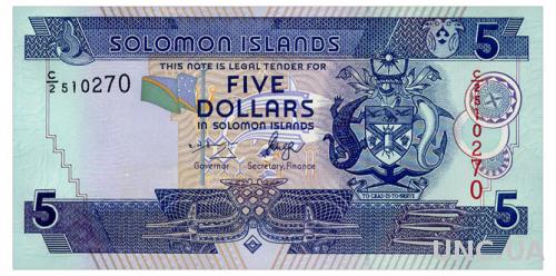 СОЛОМОНОВЫ ОСТРОВА 26(1) SOLOMON ISLANDS C/2 5 DOLLARS ND(2006) Unc
