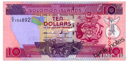 СОЛОМОНОВЫ ОСТРОВА 27(3) SOLOMON ISLANDS C/5; 10 DOLLARS ND(2009) Unc