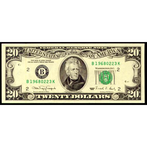США 487 USA B2 NEW YORK NY CATALINA VASQUEZ VILLALPANDO-NICHOLAS FREDERICK BRADY 20 DOLLARS 1990 Unc