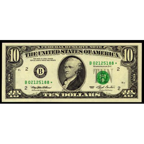 США 492* USA $10 1993; B2 NEW YORK NY; MARY ELLEN WITHROW-LLOYD MILLARD BENTSEN JR. REPLACEMENT; Unc