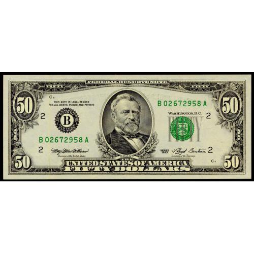 США 494 USA $50 1993; B2 NEW YORK NY; MARY ELLEN WITHROW-LLOYD MILLARD BENTSEN JR; Unc