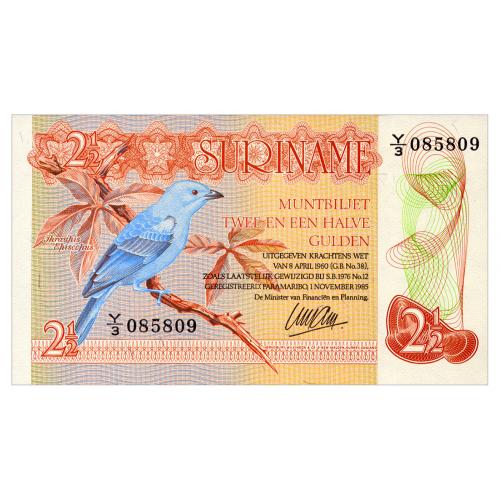 СУРИНАМ 119 SURINAME 2 1/2 GULDEN 1985 Unc