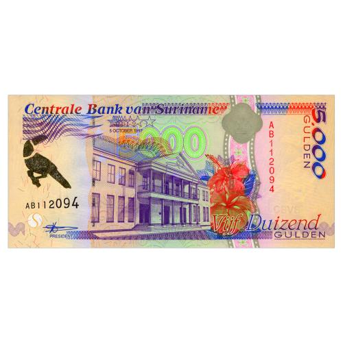 СУРИНАМ 143a SURINAME 5000 GULDEN 1997 Unc