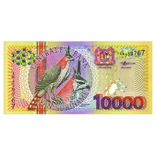 СУРИНАМ 153 SURINAME 10000 GULDEN 2000 Unc
