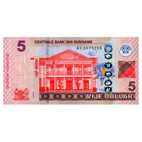 СУРИНАМ 162 SURINAME 5 DOLLARS 2020 Unc