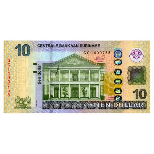 СУРИНАМ 163 SURINAME 10 DOLLARS 2020 Unc