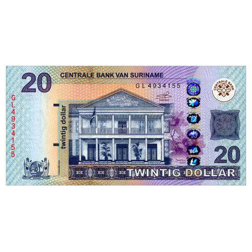 СУРИНАМ 164 SURINAME 20 GULDEN 2019 Unc