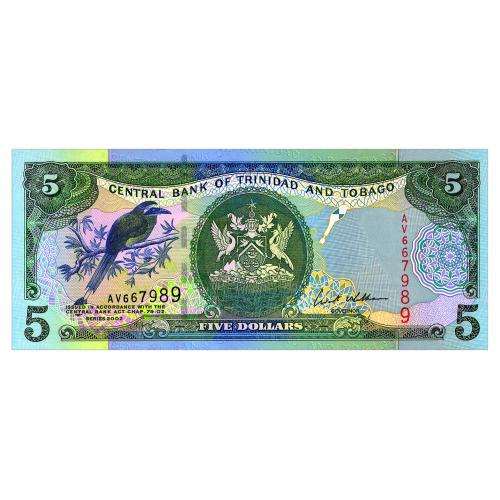 ТРИНИДАД И ТОБАГО 42b TRINIDAD &amp; TOBAGO 5 DOLLARS 2002 Unc