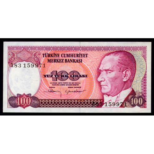 ТУРЦИЯ 194a(1) TURKEY 100 LIRA L. 1970 aUnc