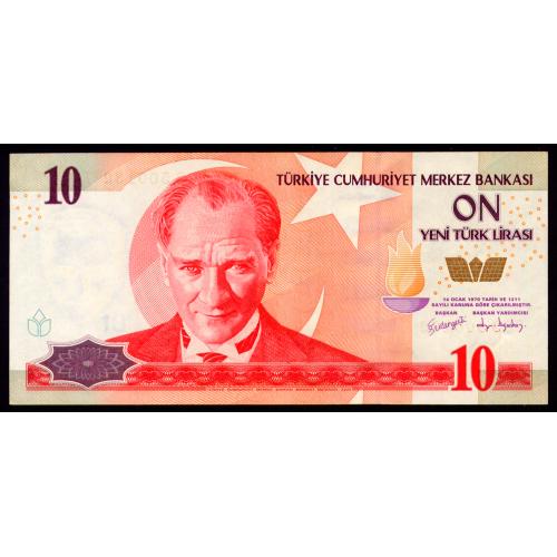 ТУРЦИЯ 218(2) TURKEY 10 NEW LIRA 2005 aUnc