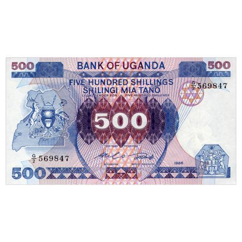 УГАНДА 25 UGANDA 500 SHILLINGS 1986 Unc