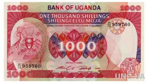 УГАНДА 26 UGANDA 1000 SHILLINGS 1986 Unc