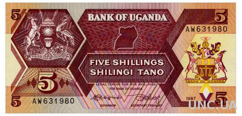 УГАНДА 27 UGANDA 5 SHILLINGS 1987 Unc