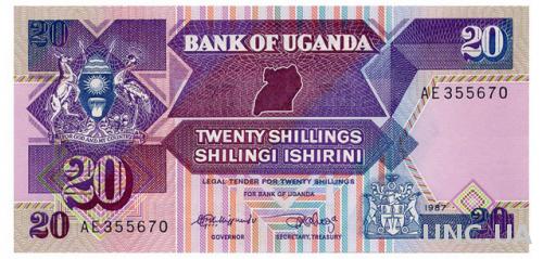 УГАНДА 29a UGANDA 20 SHILLINGS 1987 Unc