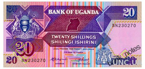 УГАНДА 29b UGANDA 20 SHILLINGS 1988 Unc