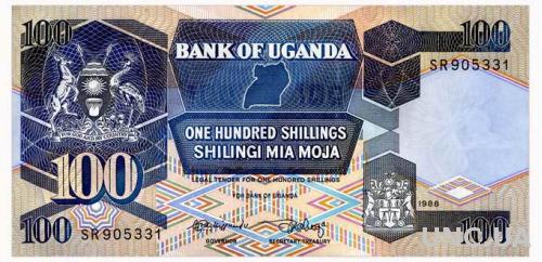 УГАНДА 31b UGANDA 100 SHILLINGS 1988 Unc