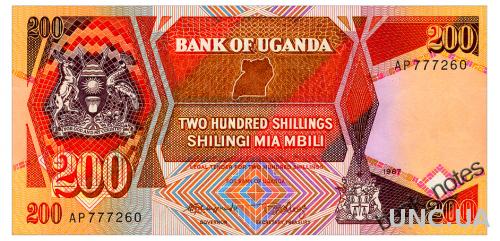 УГАНДА 32a UGANDA 200 SHILLINGS 1987 Unc