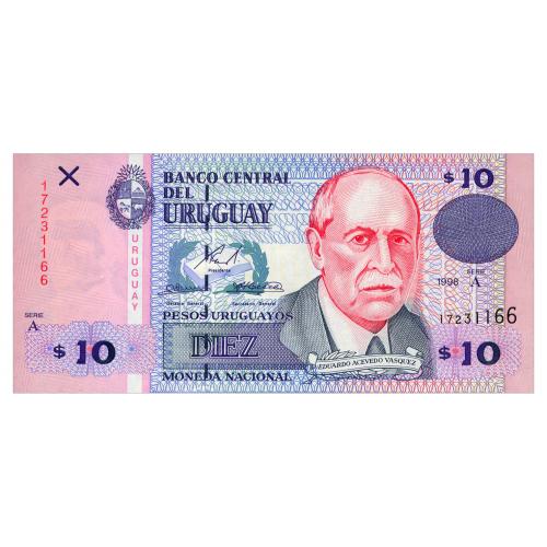 УРУГВАЙ 81 URUGUAY 10 PESOS 1998 Unc