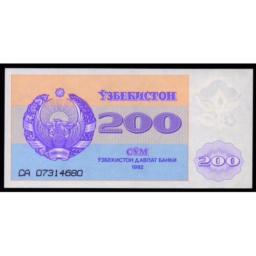 УЗБЕКИСТАН 68a UZBEKISTAN 200 SUM 1992 Unc
