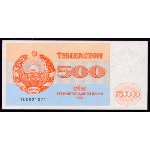 УЗБЕКИСТАН 69b UZBEKISTAN; TC 0921071; 500 SUM 1992; Unc