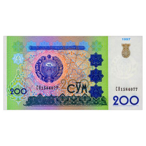 УЗБЕКИСТАН 80 UZBEKISTAN СЕРИЯ CB 200 SUM 1997 Unc