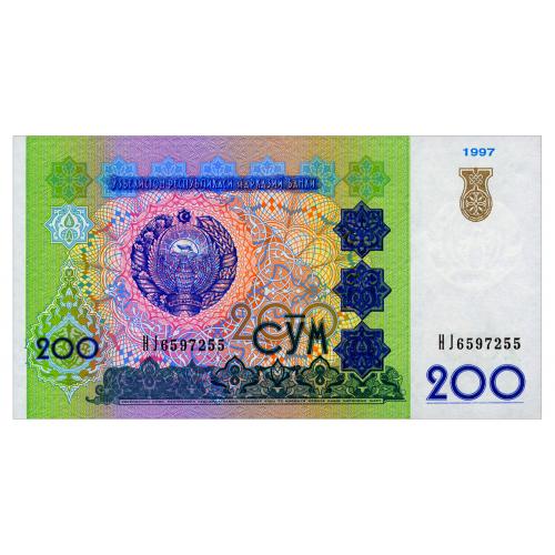 УЗБЕКИСТАН 80 UZBEKISTAN СЕРИЯ HJ 200 SUM 1997 Unc